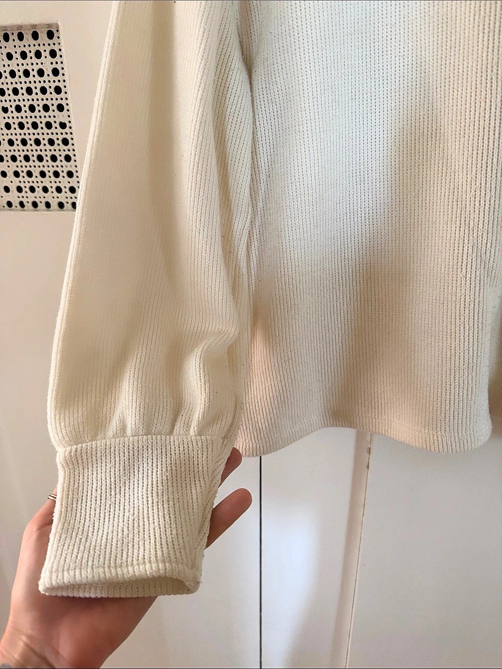 Madewell Waffle-Knit Sweatshirt Cream Size XS - Picture 3 of 4